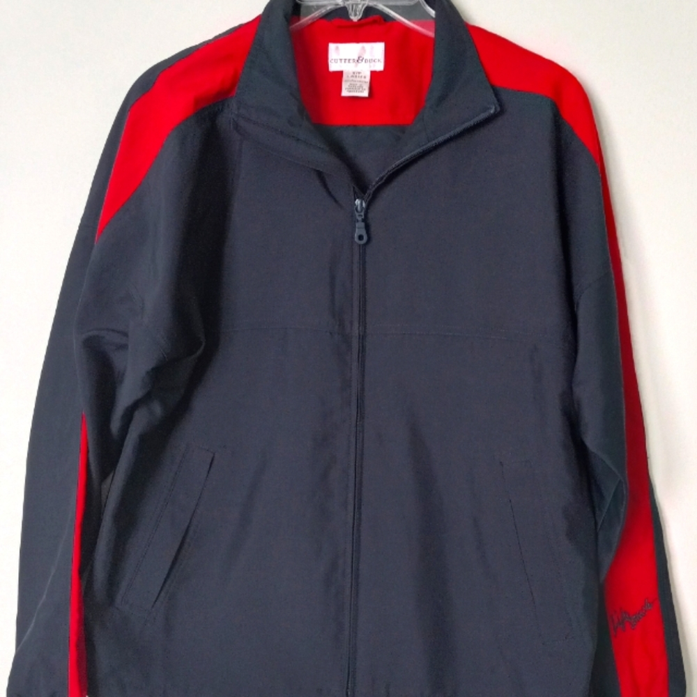 Cutter & Buck lightweight full zip jacket S/P navy and red